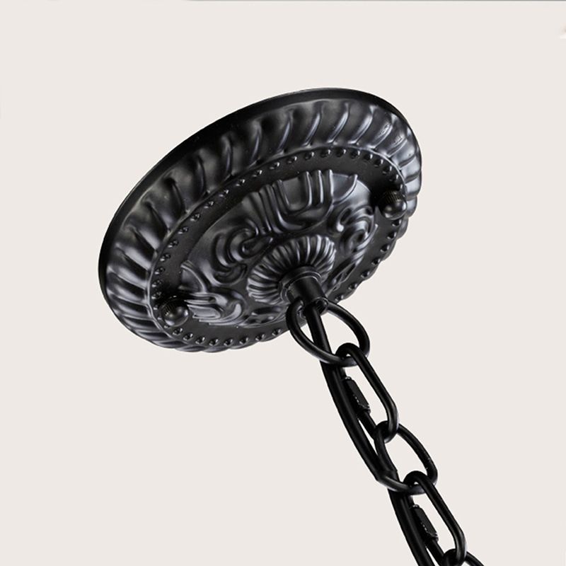 Traditional Candles Hanging Ceiling Light Multi Lights Metal Suspension Light in Black