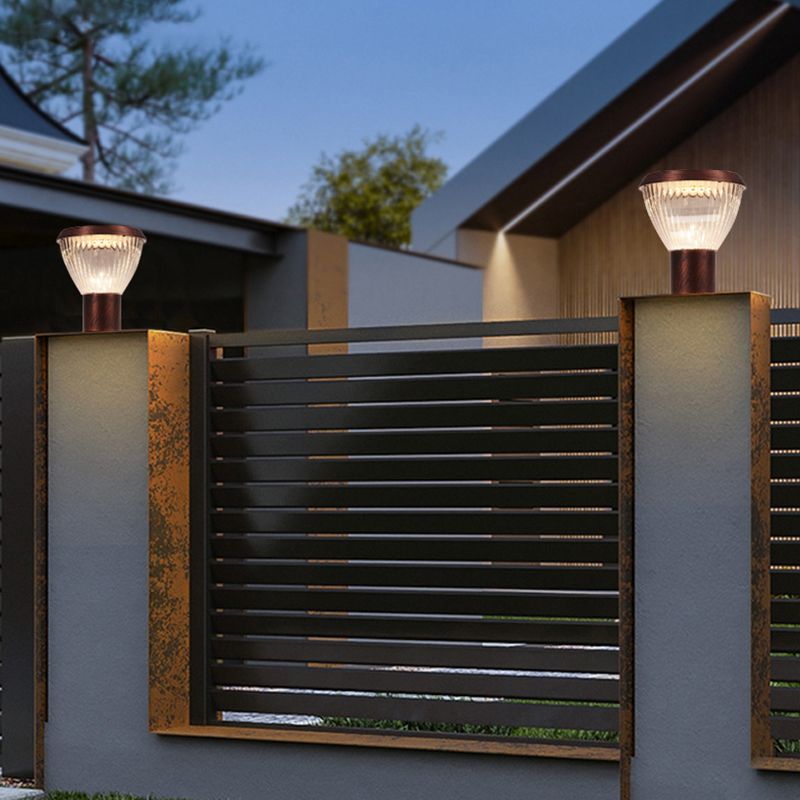 LED Pillar Lamp Modern Solar Lighting Fixture with Acrylic Shade for Garden