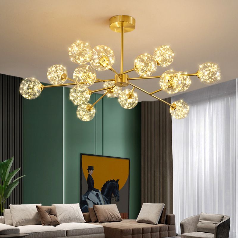 Spherical Branch Hanging Lights Modern Style Glass Hanging Lighting for Bedroom