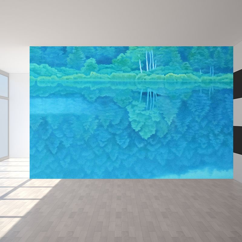 Large Vegetal Wall Mural Contemporary Relaxing Floral Wall Covering in Turquoise