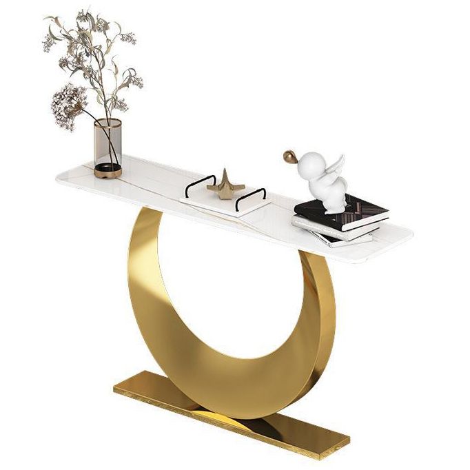 Contemporary Console Accent Table Rectangle Console Table in Stone