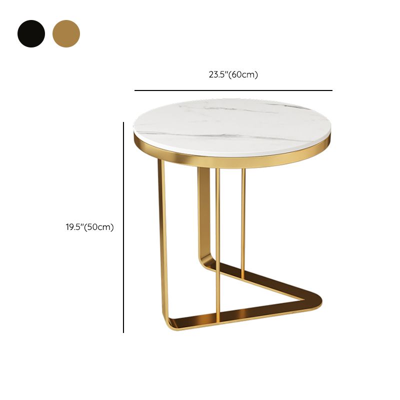 Mid-Century Round Slate Side Table Luxurious Pedestal End Table