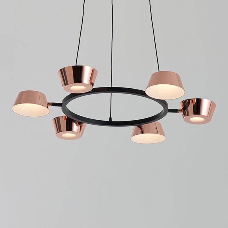 Postmodern Style Bowl Shape Chandelier Light Fixture Metal Rose Gold Pendant Light