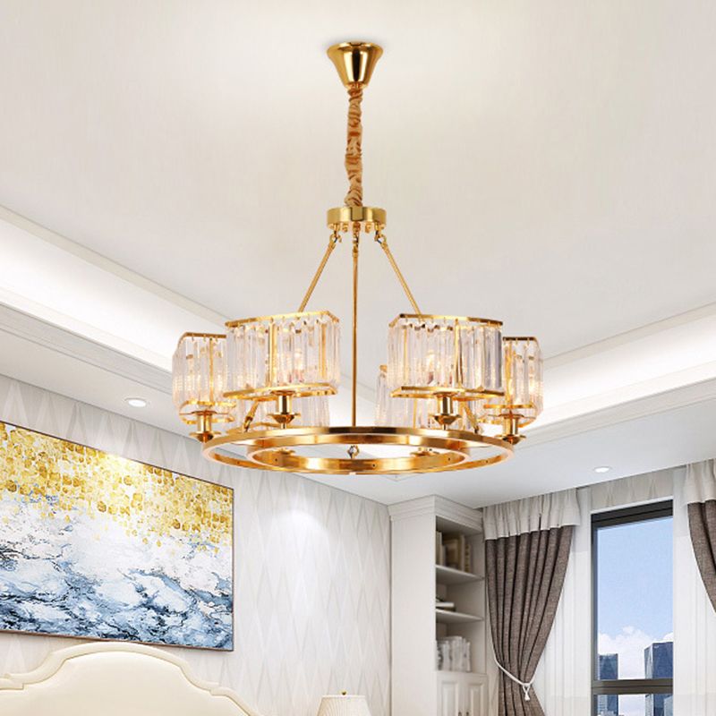 K9 Crystal Circular Chandelier Lighting Minimalist Gold Pendant Light for Dining Room