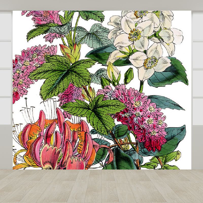 Stain Resistant Flowers Wall Mural Non-Woven Contemporary Wall Decor for Girls Room