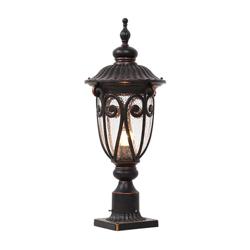 1-Light Black Pillar Lamp Waterproof Outdoor Light for Garden