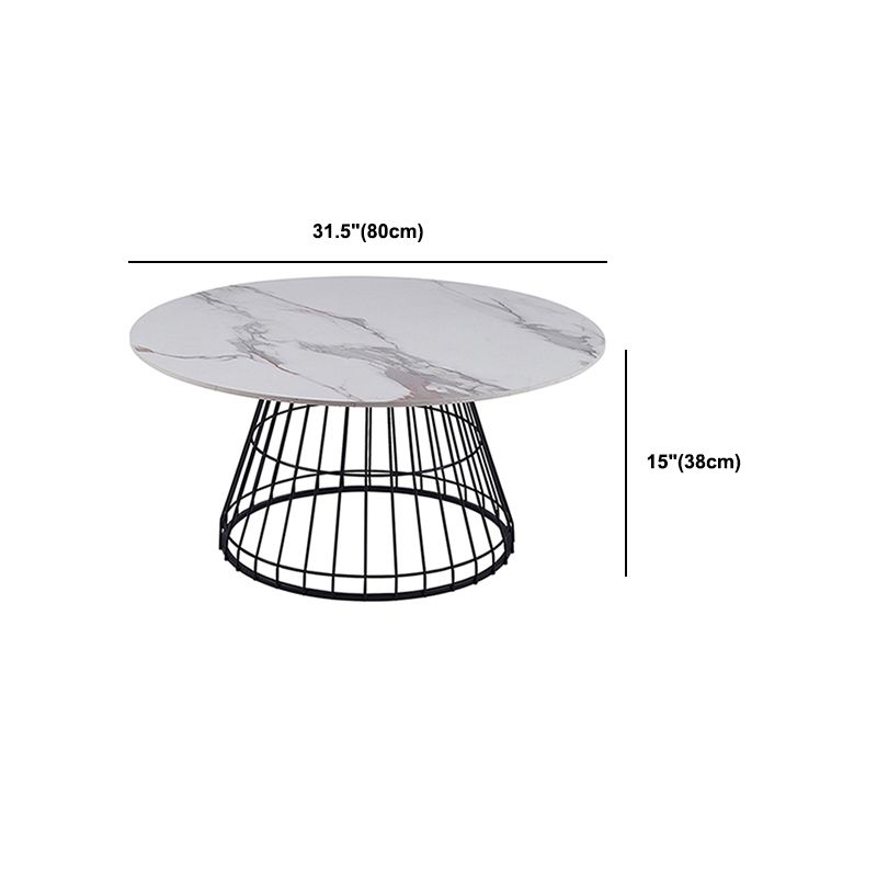 Minimalist Round Stone Top Coffee Table 2 Pieces Cocktail Table