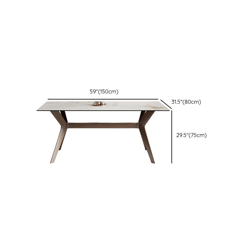 Modern Dining Table Sintered Stone Dinner Table with Wooden Base
