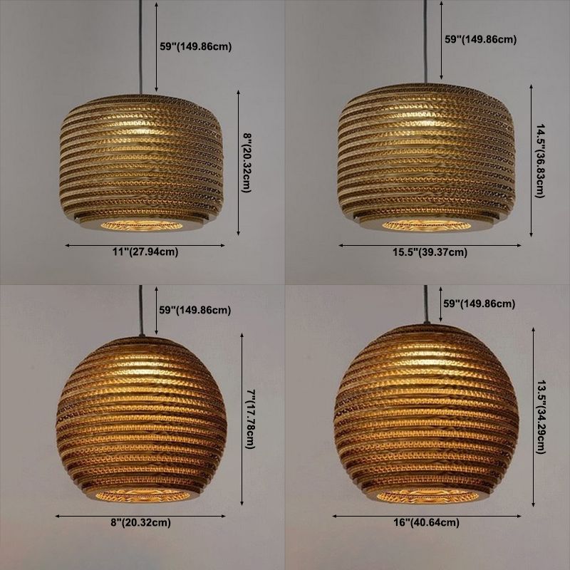 Southeast Asian Style Ceiling Light Honeycomb Cardboard Geometry Pendant Lamp for Bedroom