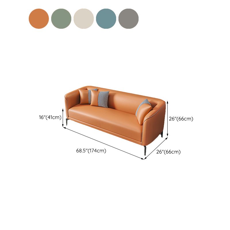 Scandinavian Faux Leather Sofa Living Room Tuxedo Arm Loveseat