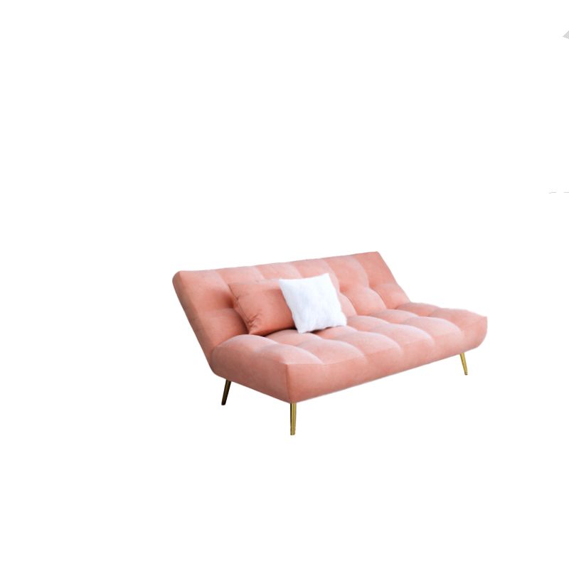 Scandinavian Tufted Back Couch Armless Sofa Bed with Brass Legs