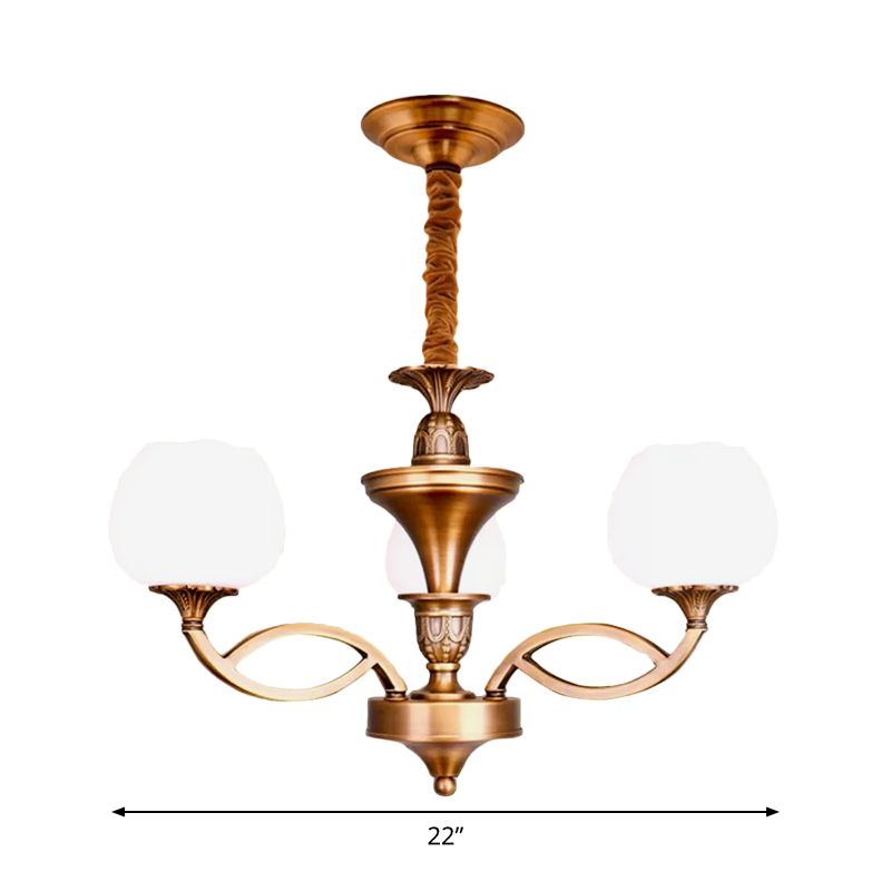 Flowerbud woonkamer plafond kroonluchter traditioneel wit glas 3/6/8 bollen koperen suspensielamp