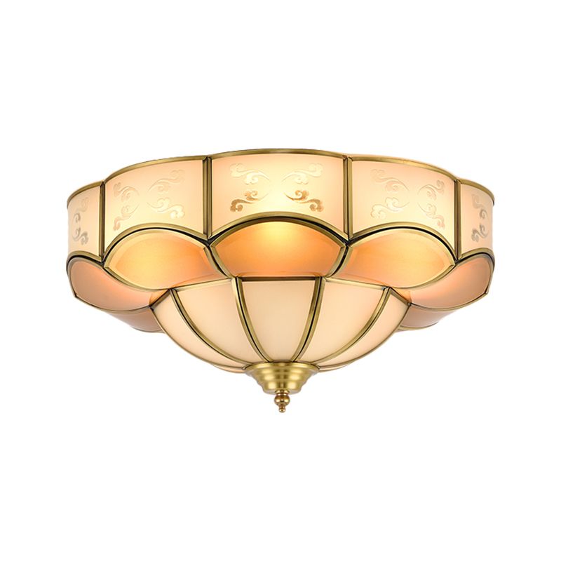 Bloom – lampe encastrée d'intérieur, panneau en verre dépoli incurvé Vintage, 3/4/6 lumières, luminaire encastré en laiton