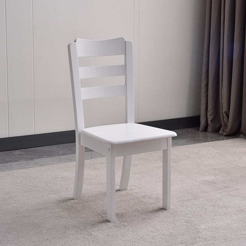 Sillas de comedor sin brazos para el hogar, silla lateral con respaldo de escalera y patas de madera (juego de 2)