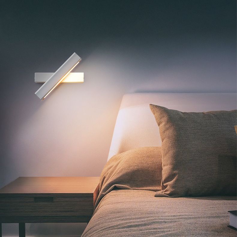 Rectangular Aluminium Rotatable Wall Sconce in Modern Concise Style Wrought Iron LED Wall Light with Wooden Decoration