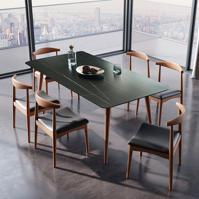 Rectangle Modern Dining Table Four-Color Fixed Table with Sintered Stone