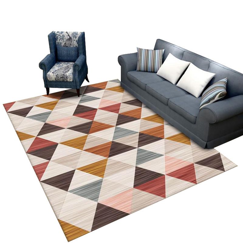Modern Geometric Carpet Leisure Washable Area Rug Polyster Living Room Carpet with Non-Slip Backing