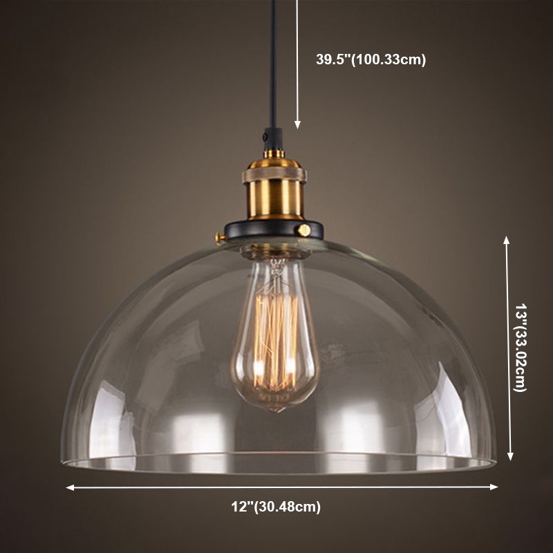 1-Licht-Glasanhängerlampe, industrielles, klares Glas Licht für Wohnzimmer