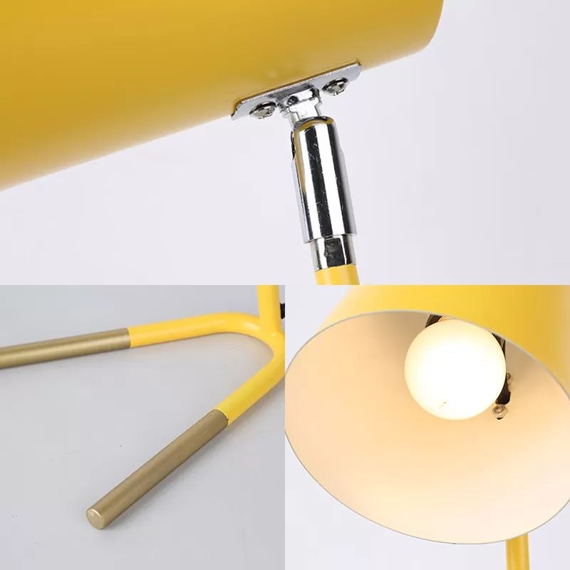 1 Light Bucket Desk Light with Plug In Cord Nordic Metal Small Table Light for Study Room