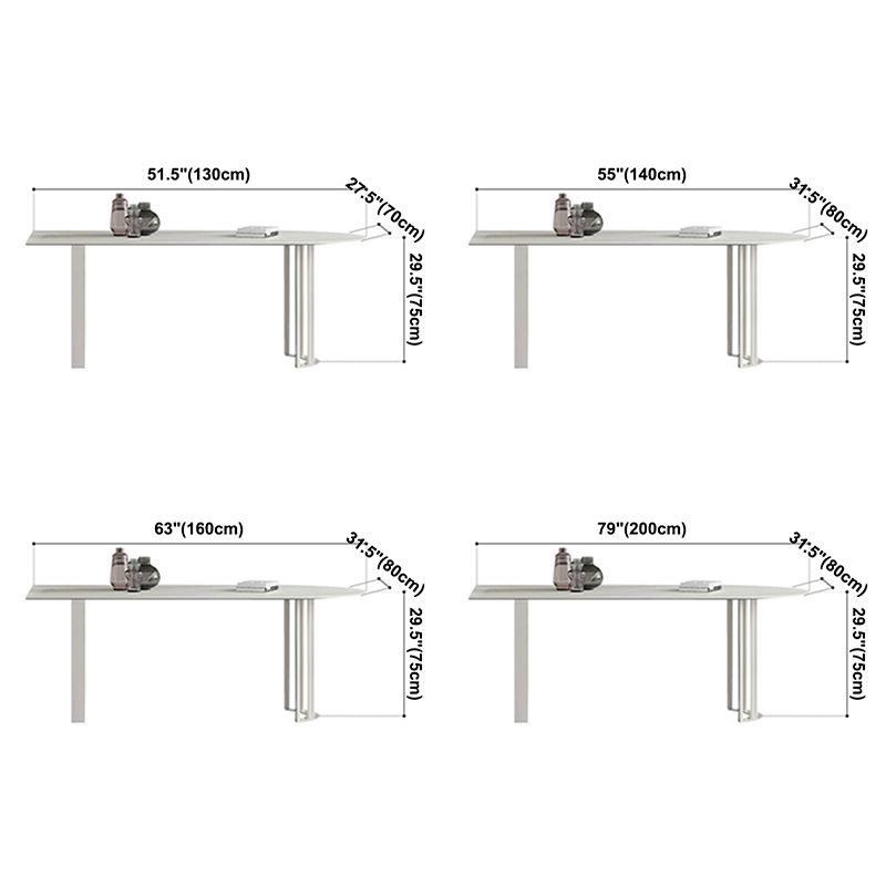 Metal Modern Double Pedestal Dining Table Sintered Stone Top Table for Dining Room and Kitchen