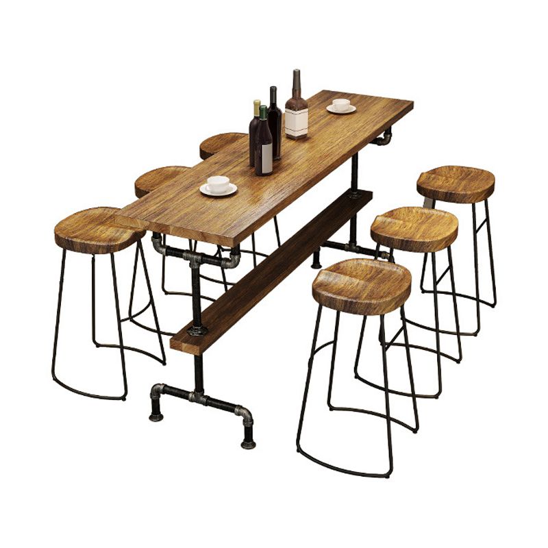 Industrial Pub Dining Set 1/4/7 Pieces Trestle Coffee Shop Wood Pub Table Set
