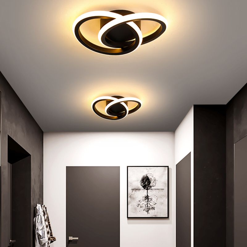 Round Shape Metal Flush Mount Light Modern Style 2 Lights Ceiling Mount Light