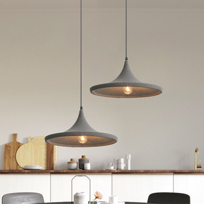 Cone Shade Pendant Lighting in Nordic Style Cement 1 Light Grey Hanging Ceiling Light