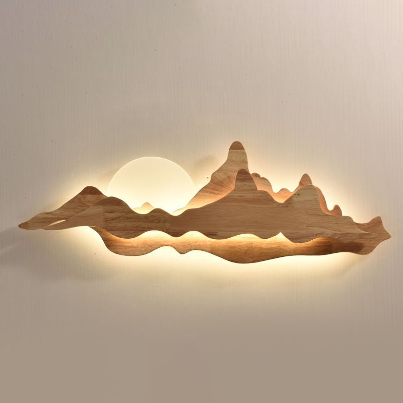 1 luci di luce unica unica in stile moderno illuminazione a parete in legno per camera da letto