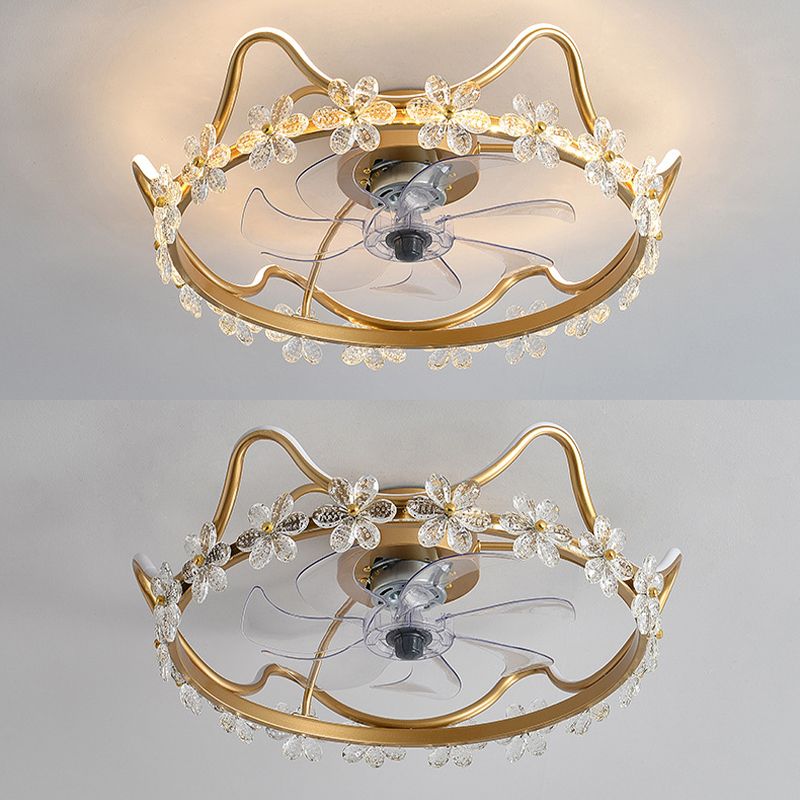 Crim Crown LED ventilateur léger des enfants Style Semi Flush Mount luminaire pour chambre à coucher