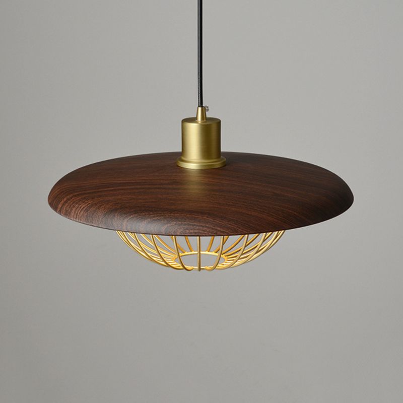 Wood Modern Pendant Light 1-Light Hanging Ceiling Light for Dining Room