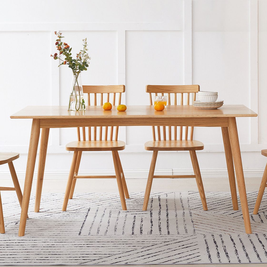Eigentijdse eettafel eiken stevige houten tafel met 4 poten voor keuken diner eetkamer