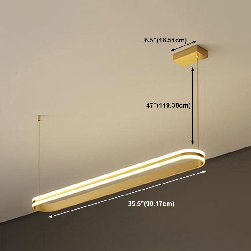 Modern Metal Island Light Geometric Gold LED Island Pendant for Dining Room