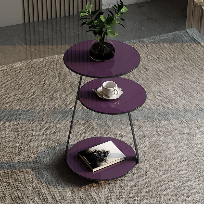 22.83 inch Tall Frame Side Table Modern Round Glass Side End Table