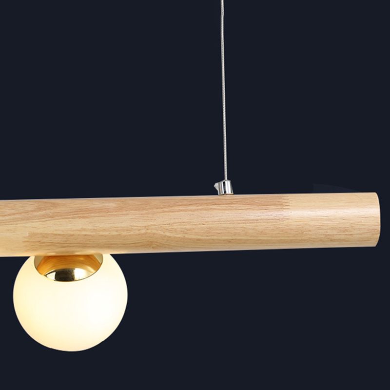Contemporary Wood Kitchen Island Lighting Globe Shaded Ceiling Light for Room