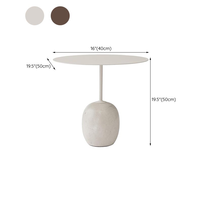 Modern Black/White Metal End Table Marble Pedestal Side Table