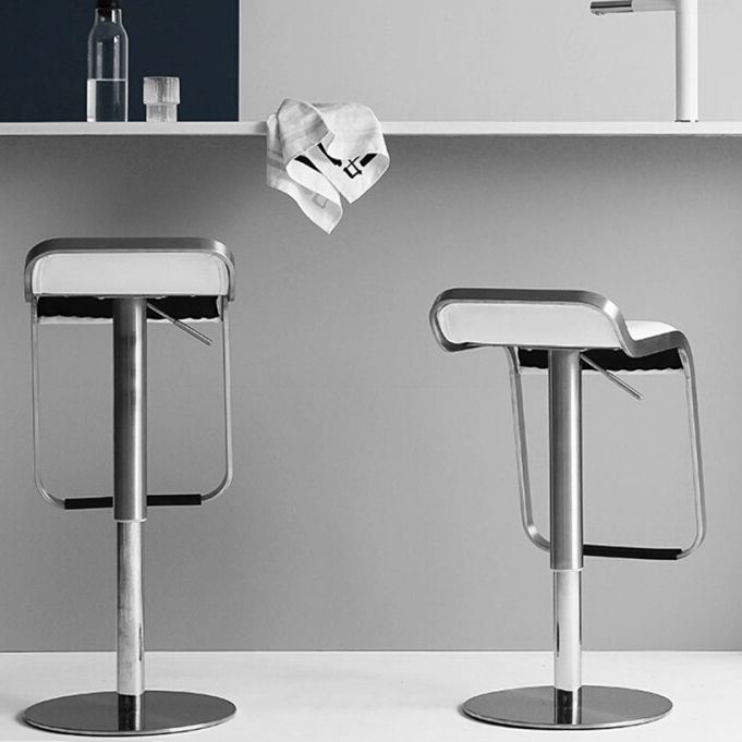 Faux Leather Indoor Counter Chair Contemporary Metal Legs Bar Stools