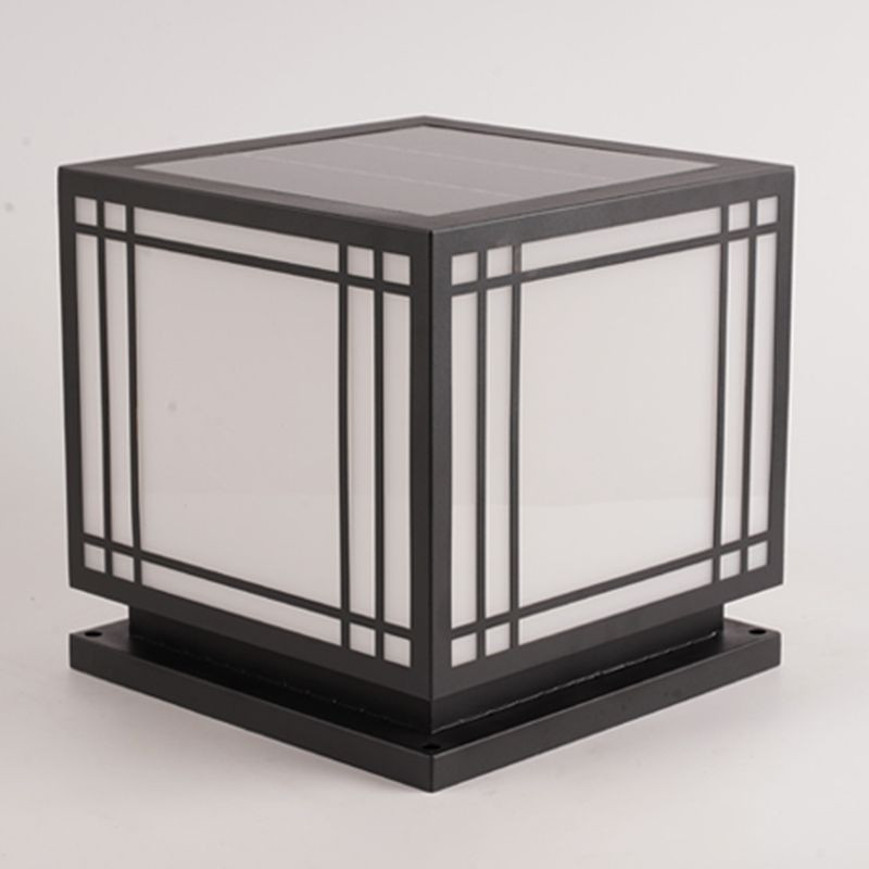 Modern Black Solar Pillar Lamp Waterproof Outdoor Light for Garden