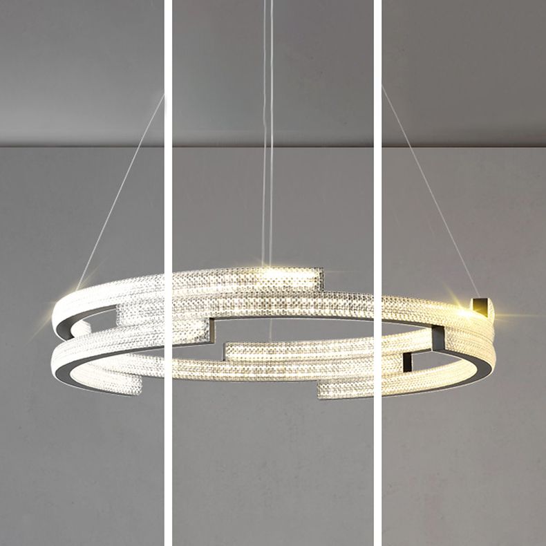 Contemporary Luxury LED Pendant Light Metal Linear Chandelier for Living Room