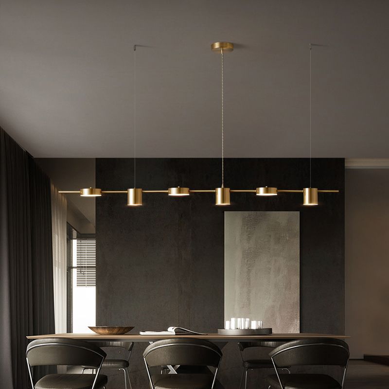 Metal Cylinder Island Pendant Modern Multiple-Light Island Lighting
