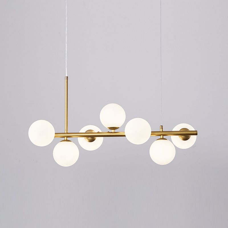 Multi-Head Island Lighting Fixtures Modern Restaurant Suspension Lamp with Glass Shade