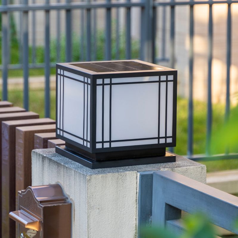 Modern Black Solar Pillar Lamp Waterproof Outdoor Light for Garden
