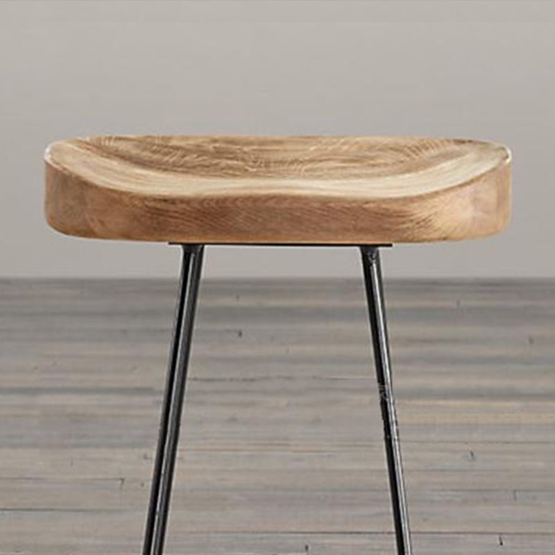 Contemporary Solid Wood Counter Stool Saddle Seat Bar Stool with Footrest