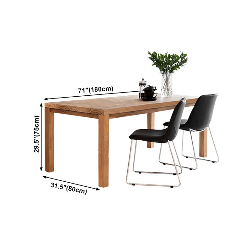 Rectangle 4 Legs Minimalist Dining Table Solid Wood Fixed Table for Restaurant