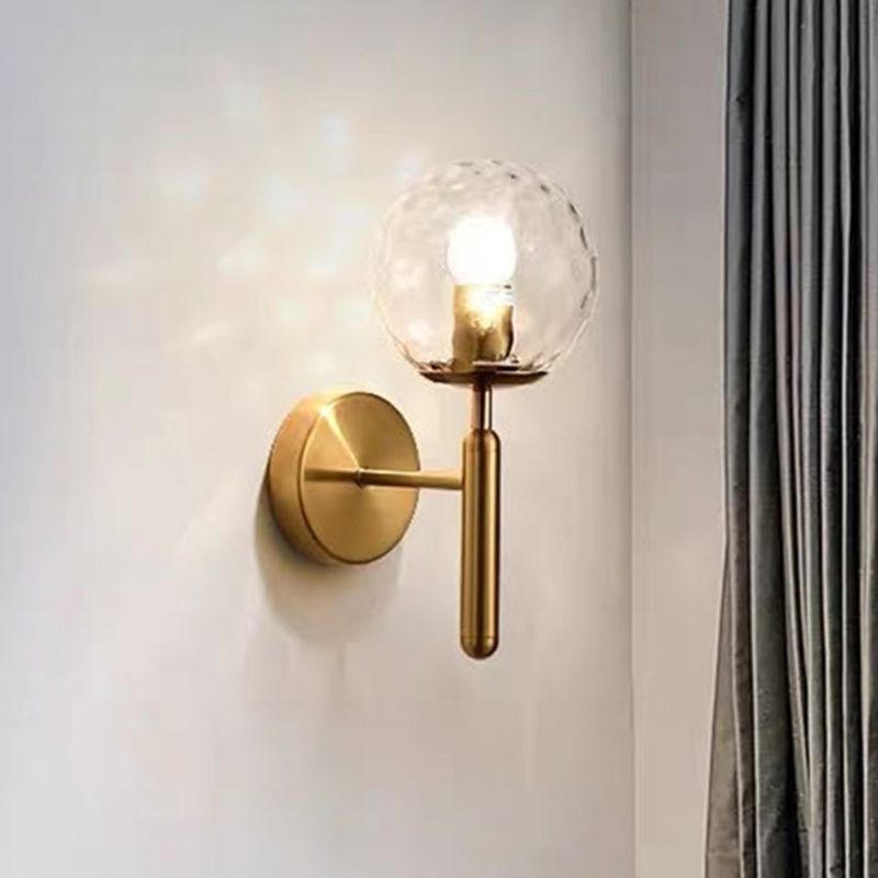 Nordic Style Single Light Wall Mounted Light Ball Glass Shade Wall Lighting for Bedside