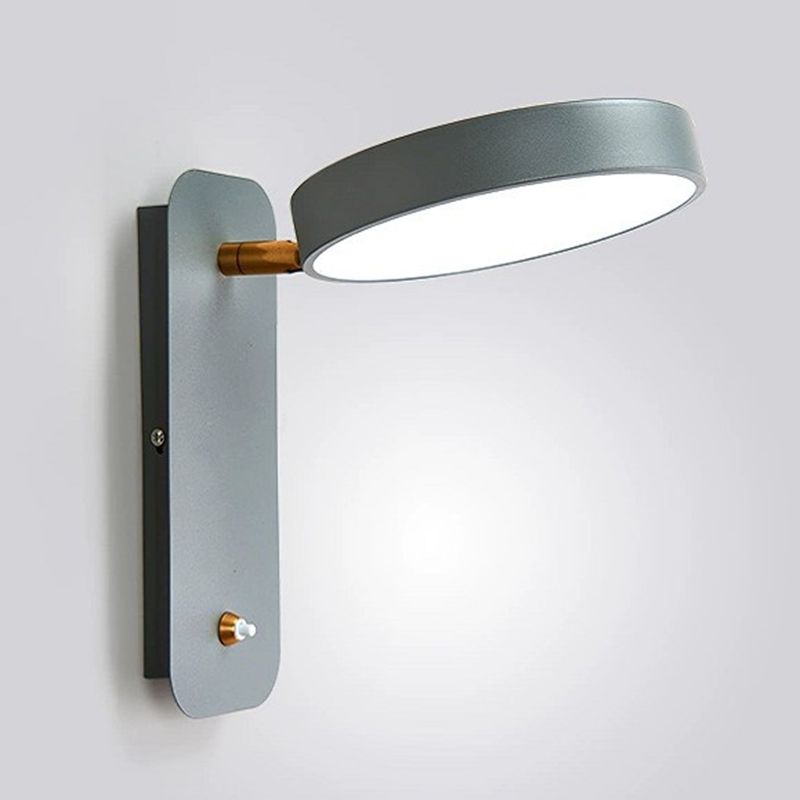 Modern Nordic LED Macaron Wall Lamp Wrought Iron Circular Wall Sconce with Acrylic Shade