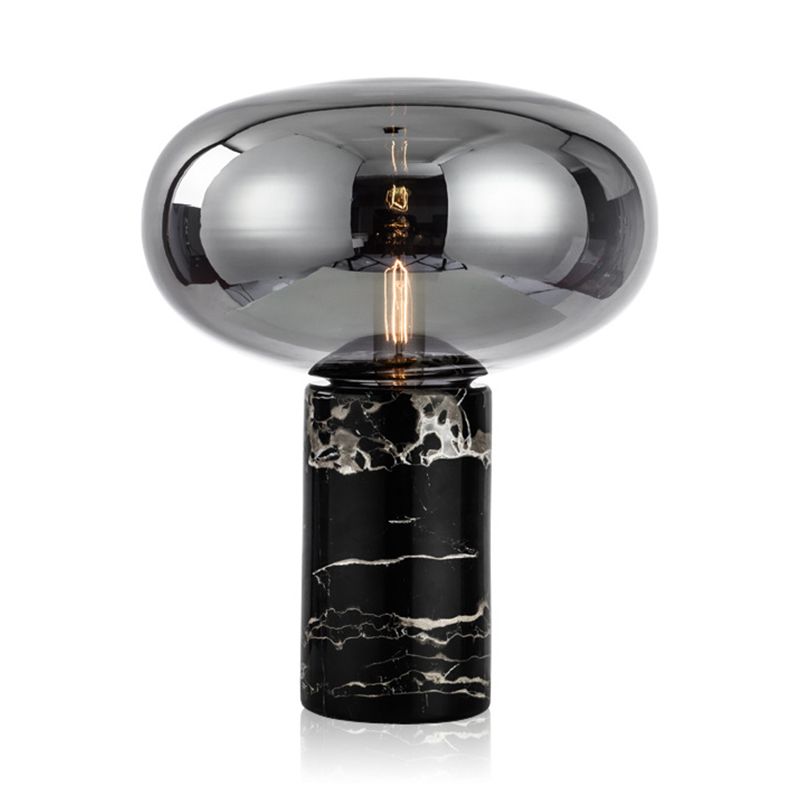 9������/12,5��� Brede zwarte ovale bureaulamp eigentijds 1 licht amber/rookgrijs glas taakverlichting