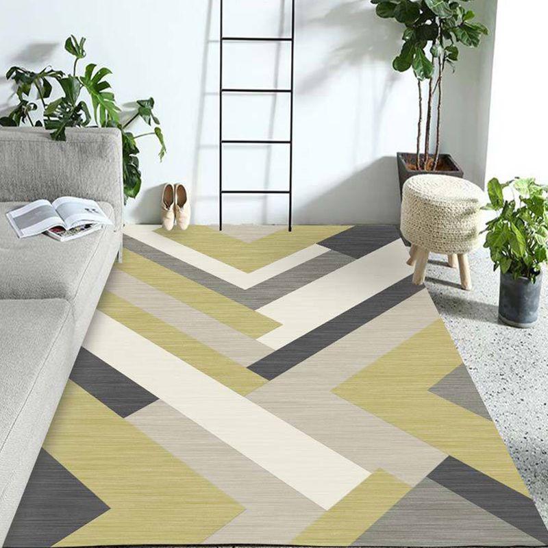Relaxing Bedroom Rug Multi Colored Geometric Patterned Indoor Rug Non-Slip Backing Pet Friendly Area Carpet