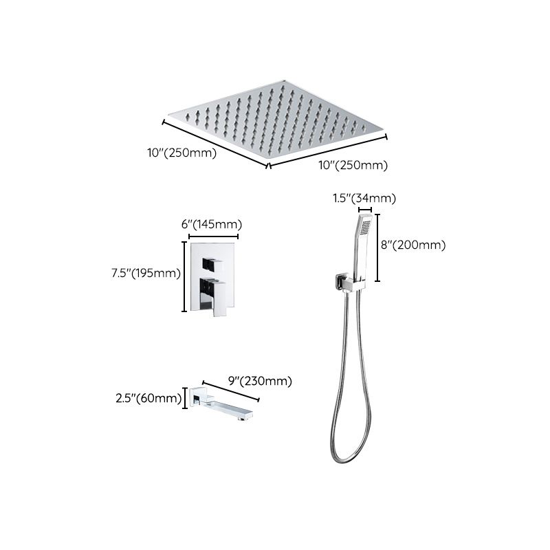 Modern Shower System Brass Adjustable Spray Pattern Ceiling Mounted Shower Combo
