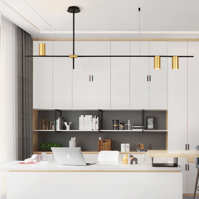 Ideas de iluminación de isla de cilindro de estilo contemporáneo luces colgantes de isla metálica