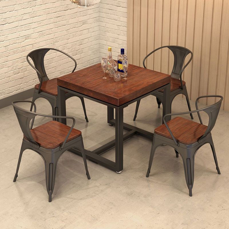 Industrial Rectangle Dining Room Table Solid Wood Trestle Base Dining Table